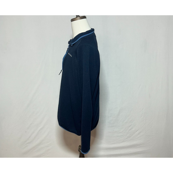 Columbia Sweater Mens Large Blue Fleece Lined 1/4 Zip Pullover Quarter Pocket - Picture 4 of 9